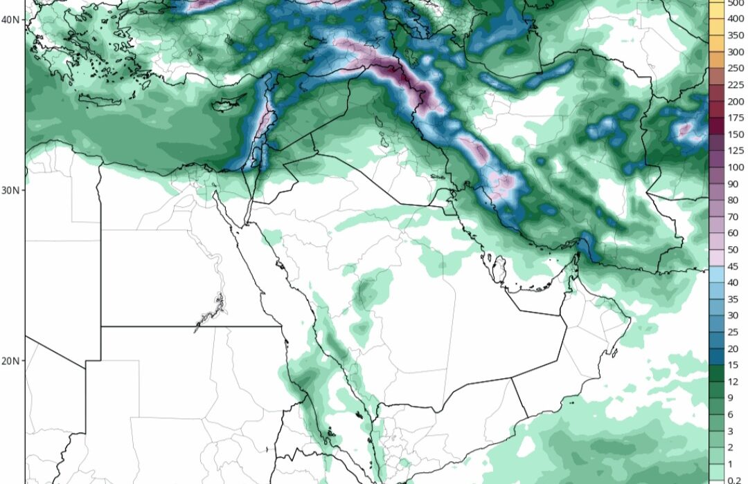 پیش بینی بارش تجمعی ۶ لغایت ۱۰ دی ماه