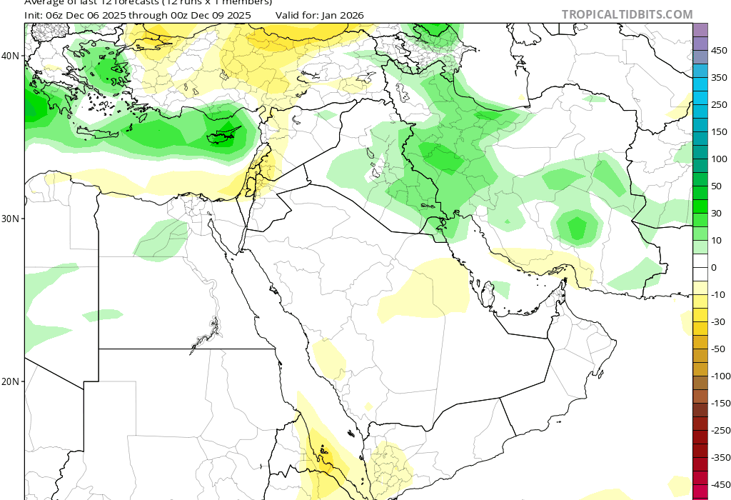پیش بینی ماهانه آنومالی بارش تا اردیبهشت 1405